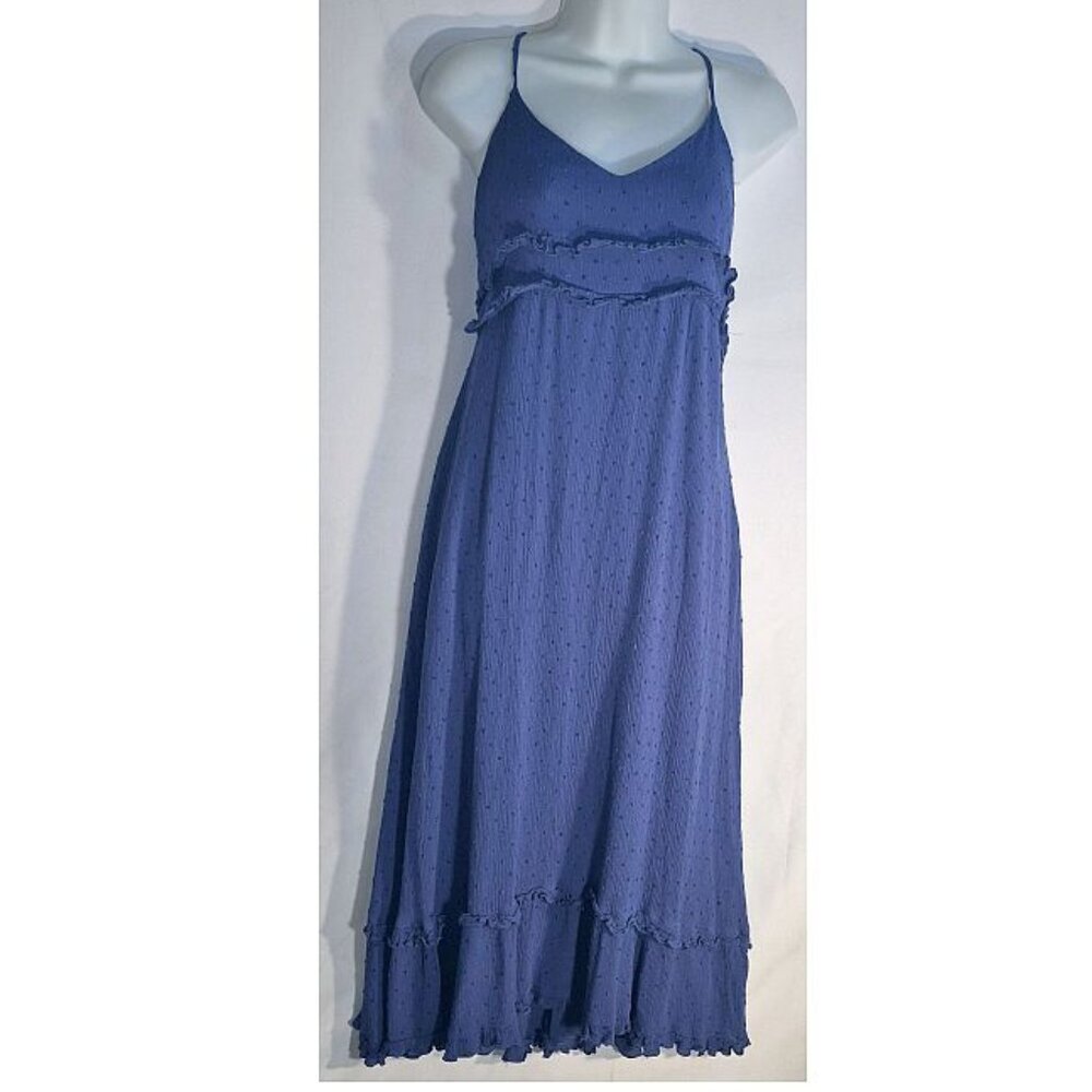 Hem & Thread sleeveless dress, Blue with dot design Ruffled hem in size Medium